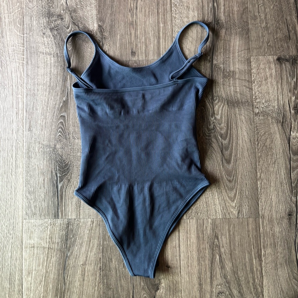 NWOT MRIGNT Ribbed Bodysuit • Navy Blue - Picture 2 of 9